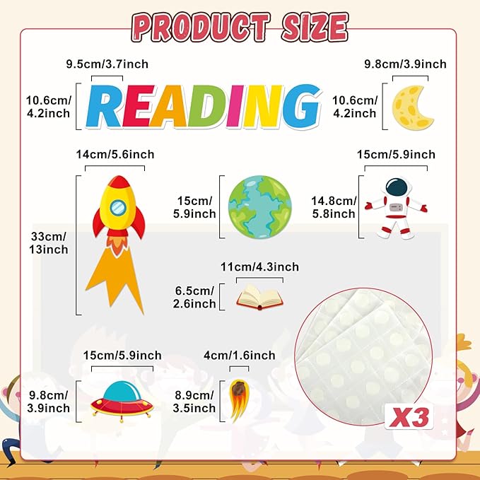 Space Theme Reading Classroom Bulletin Board Decors, Outer Space Reading Posters for Classroom Library Wall Decoratons, Preschool Elementary Middle School Student Eduactional Supplies