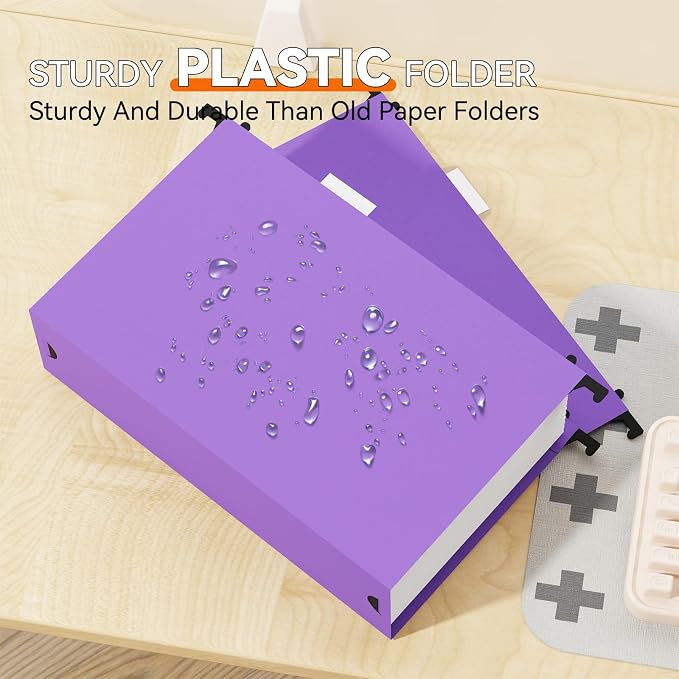 Plastic Hanging File Folders Legal Size,Heavy Duty 3" Expanding Filing Cabniet Folder with Tabs,12 Pack Extra Capacity Hang Folder for File Frame/File Box,Colored Sturdy Hanging File Organizer