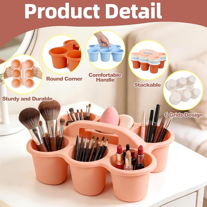 6 Color Plastic Classroom Caddy with Handle | Multipurpose Organizer, Portable Art Craft Caddy, Stackable Desk Organizer, For Stationery & Craft Tools