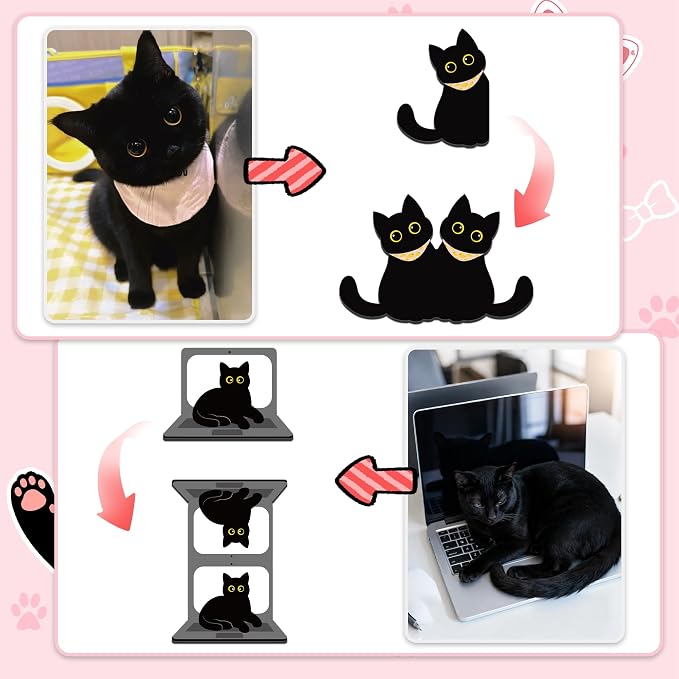 60Pack Cute Black Cat Bookmark Magnetic Bookmarks for Reading Women Men Kids Teacher Book Lovers Gifts, Unique Personalized Bookmarks Bulk Magnet Bookmark Clips Pretty Funny Novelty Page Book Markers