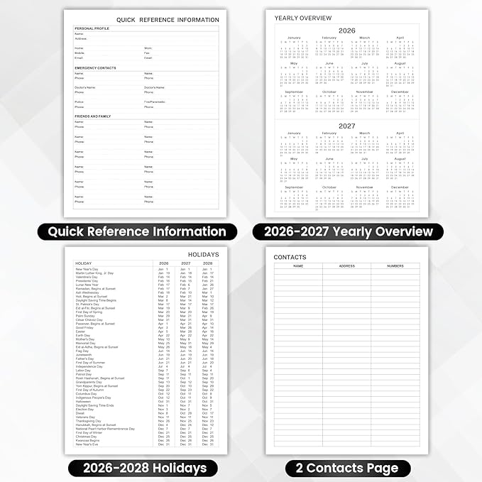 Planner 2026-2027 - Academic Planner 2026-2027, July 2026 - June 2027, 8'' x 10'', 26-27 Planner Weekly and Monthly, 26-27 Calendar Planners with Pen Holder, Elastic Closure, Leather Hardcover - Black