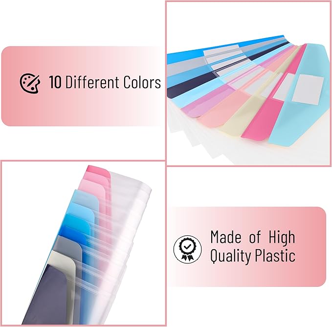 Mr. Pen- Clear Plastic Envelopes File Folders, 10 Pack, A4, Letter Size, Colorful Flaps, Clear Folders for Documents Plastic Poly Envelopes with Label for School, Home, Work, Office, Organizer