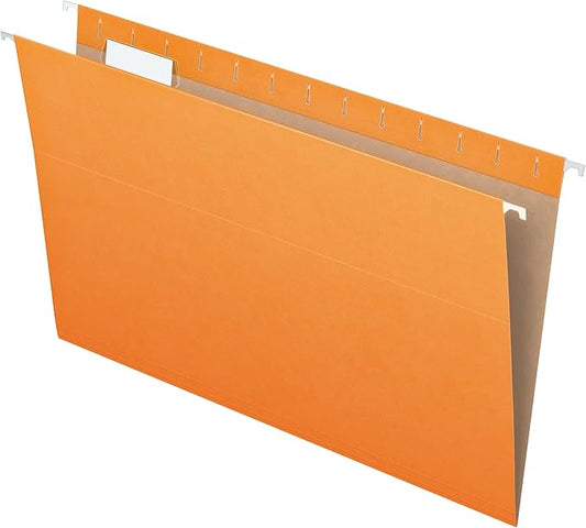 Pendaflex Recycled Hanging Folders, Legal Size, Orange, 1/5 Cut, 25/BX (81627)