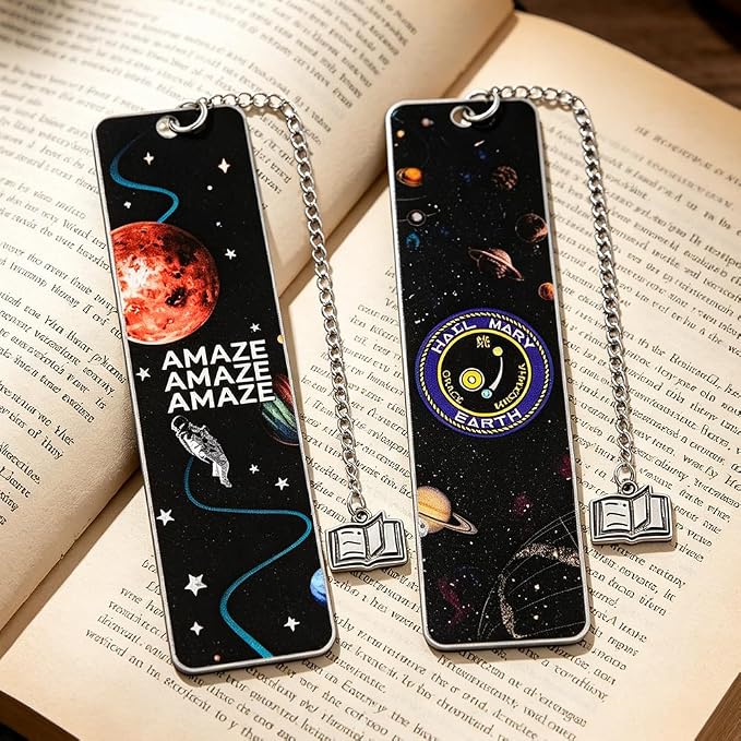 Project Hail Mary Double-Sided Metal Bookmark Jazz Hands Movie Fan Collection Gift Rocky Sci-Fi Book Lover Gift Book Accessory (Project Hail Mary)