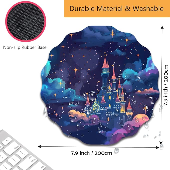 Pen Holder for Desk, PU Leather Multifunctional Desktop Storage Box and Anti-Slip Mouse Pad Set, Makeup Brush Holder Pen Organizer for Office and Home - Astral Cloud Castle