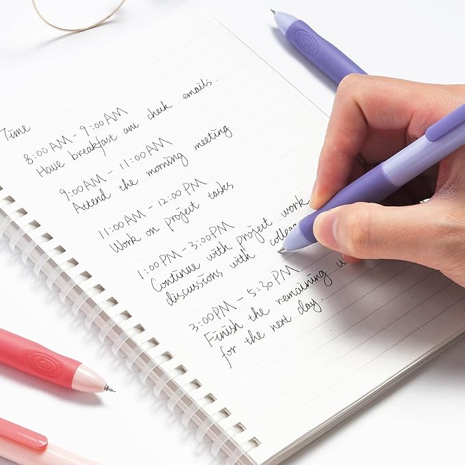 M&G Erasable Pens, 4 Pcs Fine Point 0.5mm Black Ink Erasable Gel Pens with Comfort Grip and Cap, Make Mistakes Disappear for Drawing Writing Planner and Crossword Puzzles