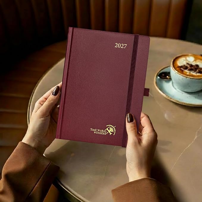 POPRUN 2027 Planner Weekly and Monthly, 6.5" x 8.75" Calendar, Jan 2027- Dec 2027 Agenda, Daily Appointment Book with Hourly Time Slots, Monthly Tabs, Hardcover, 100 GSM - Orange