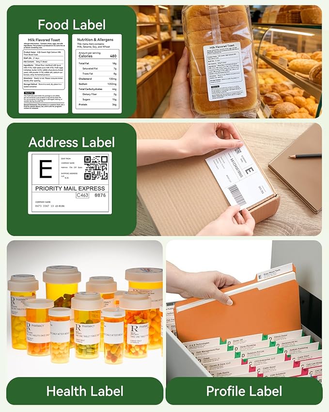 iDPRT 1.97" 1.18" Multi-Purpose Direct Thermal Labels (50mm30mm), Thermal Sticker for Address/Barcode/Mailing, Compatible with iDPRT SP460BT/SP410/SP310/SP320, Rollo, Zebra, Phomemo, etc, 800pcs