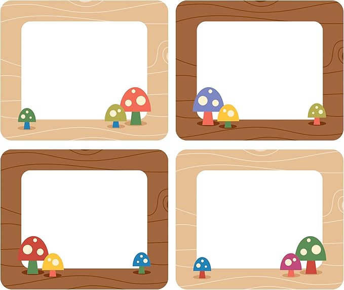 Carson Dellosa Fairy Tale Forest 40PC Name Tags, Arts and Crafts Mushroom Nametags for Daycare Labels, Locker Organization, Back to School Decor, Classroom Essentials, and Teacher Supplies