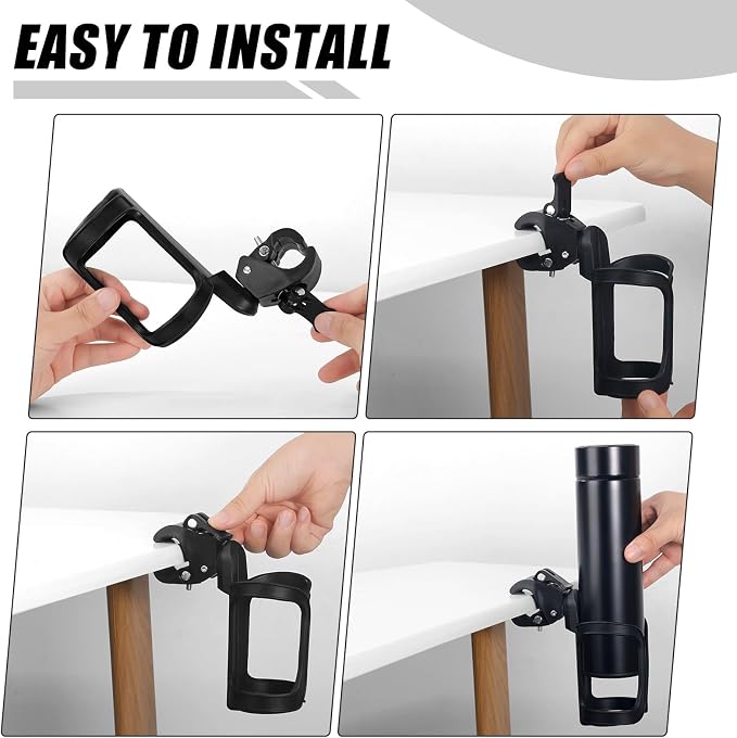 12 Pcs Water Bottle Holder Anti-Spill 360° Rotating for Desk Chair Classroom Office, Chair Pocket Attachment Back to School Gift Cup Organizer for Coffee Drinks