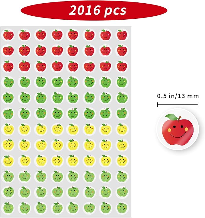 0.5 Inch Apple Stickers,Self Adhesive for Scrapbooking/Kid DIY Arts Crafts/Reward Stickers Teachers Sticker (Multicolored)