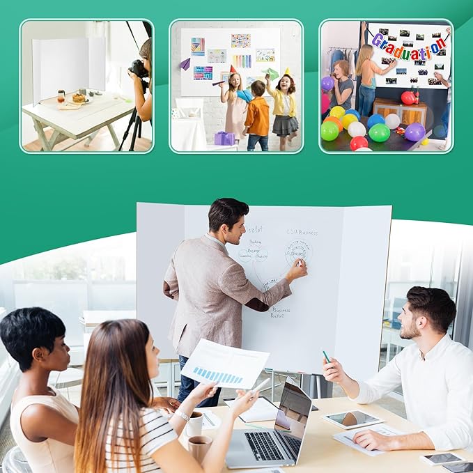 10 Pack Trifold Poster Board 48" X 36", IKAYAS Double Sided White Tri-fold Poster Boards, Science Fair Display Boards Presentation Boards for Mounting, Art, Display, Projects Classroom Supplies