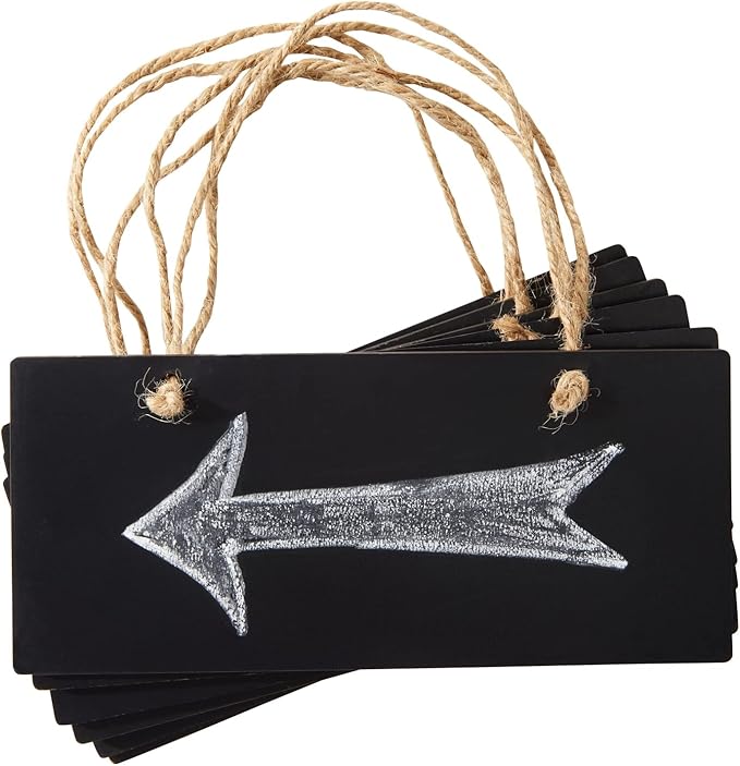 Juvale Hanging Chalkboard Signs & Chalkboard Tags - 6-Pack, 7 x 3 in - Jute Rope Hangers, Dry Erase & Reusable - Mini Hangable Chalk Labels & Classroom Table Signs