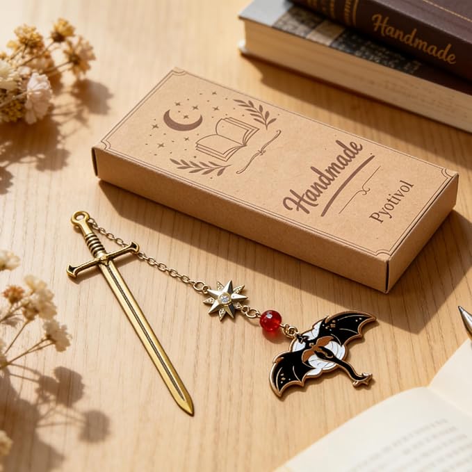 Gold Bookmark with Fourth Wing-Fantasy Antique Tassel Metal Pendant, Vintage Gold Bookmarks for Reading Women, Men, Book Lovers, Teachers and Students, Christmas Birthday Gifts