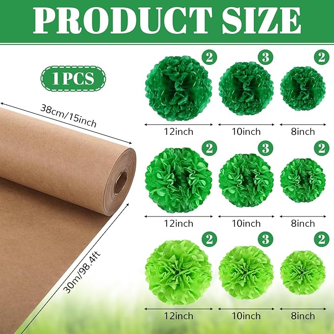 Christmas Tree Bulletin Board Set DIY 3D Tree with Paper Pom Poms Kraft Craft Xmas Bulletin Board Classroom 3D Wall Decorations for Holiday Party School Chalkboard Teacher Supplies(Green)
