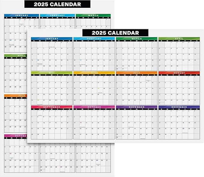 2025 Full Desk Calendar - 11 x 17” Large Size 12 Month Planner - 2 Sided Vertical and Horizontal Reversible - Printed on Thick & Durable 80lb Cardstock (216 gsm) - 2 Per Pack