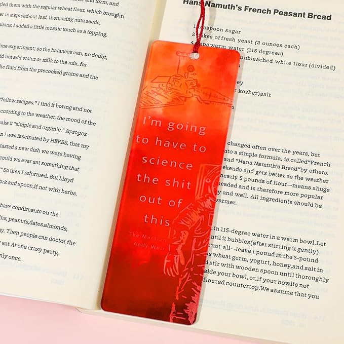 Project Hail Mary Bookmark & The Martian Bookmark Set, Double-Sided Acrylic Sci-Fi Bookmarks with Tassels, Astronaut Quote Page Markers, Andy Weir Inspired Gift(2 Pcs)