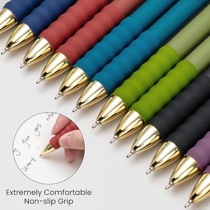 Aisibeiger Ballpoint Pens Black Ink Ball Point Pen with Super Soft Grip Medium Point 1.0mm for Office (Vintage 12-count)