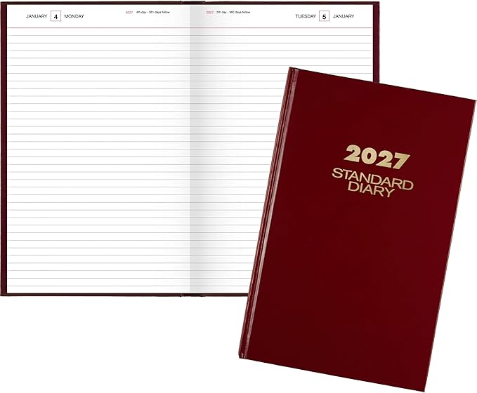 AT-A-GLANCE 2027 Daily Planner, Standard Diary, 7.75" x 12" Journal, Hardcover, Red (SD3761327)