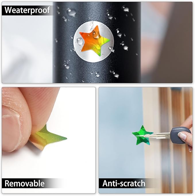 480 PCS Holographic Star Stickers 0.8” Vinyl Self Adhesive Samll Sparkle Foil Labels Waterproof Reward Decals for Students Teachers