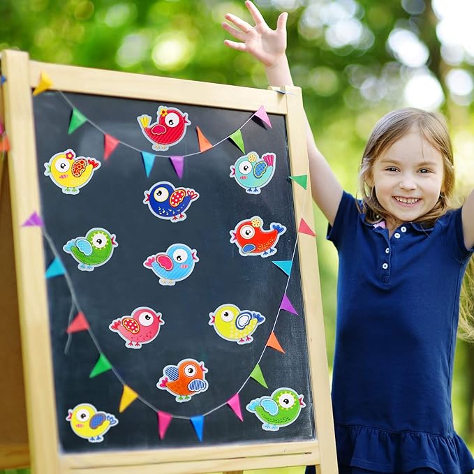 72 Pieces Boho Birds Cut-Outs Multicolor Bird Cutouts Bird Bulletin Board Decorations for Classroom Birthday Party Supply