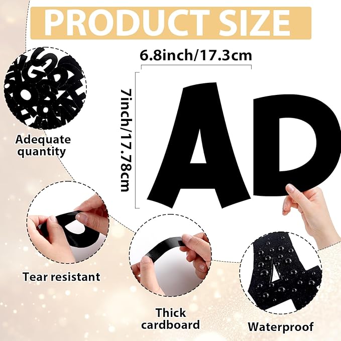 270Pcs 3In Bulletin Board Paper Letters and Numbers, Capital Letters, Numbers, Punctuation Card Stock Punch Out Letter for Classroom Poster Bulletin Board Window Door Home Decor Mailbox Sign, Black
