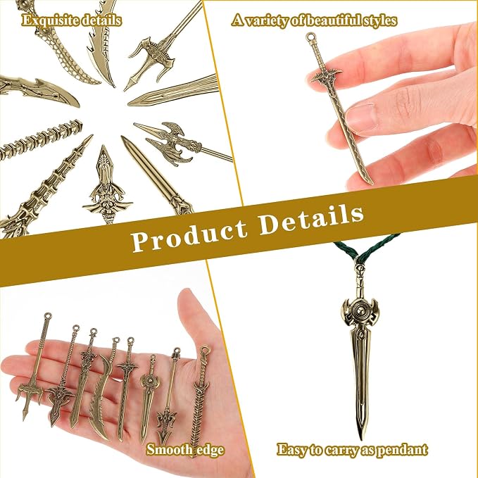 20 Pcs Antique Swords Bookmark Metal Vintage Knife Charms Silver Keychain Sword Mini Ancient Knife Accessory Gift for Book Lovers Christmas