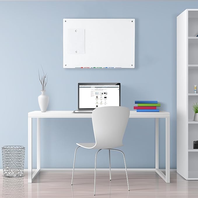 Audio-Visual Direct Magnetic Ultra White Glass Dry-Erase Board Set - 3' x 2' - Includes Magnets, Hardware & Marker Tray