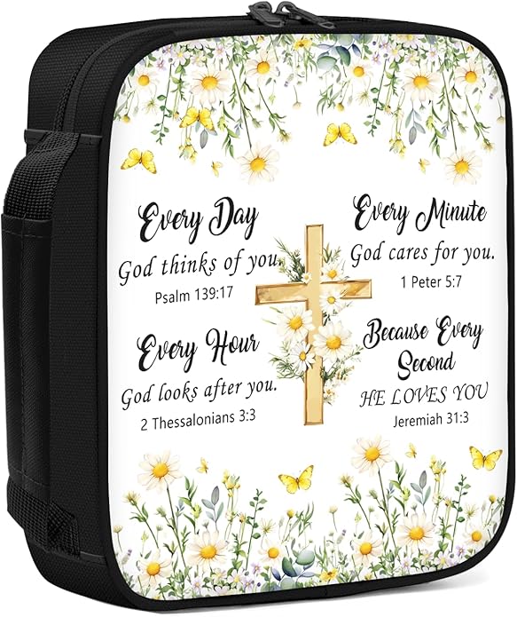 Bible Cover for Women, Bible Holder, Bible Cover With Handles, Bible Carrying Case, Bible Bags With Zipper and Pockets