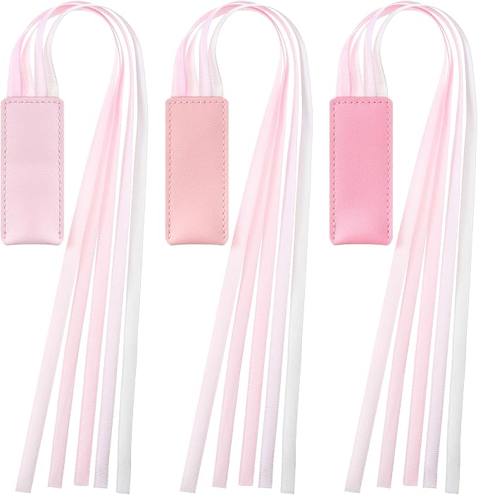 Outus 3 Pieces Bible Ribbon Bookmark Markers Artificial Leather Bookmark with Ribbons for Books Office(Stylish,Pink)