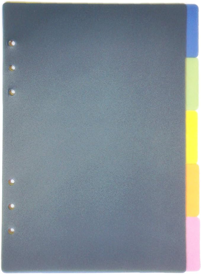 Index Tabs for A5/A6 6-Holes Cover Round Ring View Binder File Folder Loose Leaf Sheet Protectors Binder Cover Protector (Divider Horizontal Color PP Plate, A5/21cm*15cm/8.5 Inch)