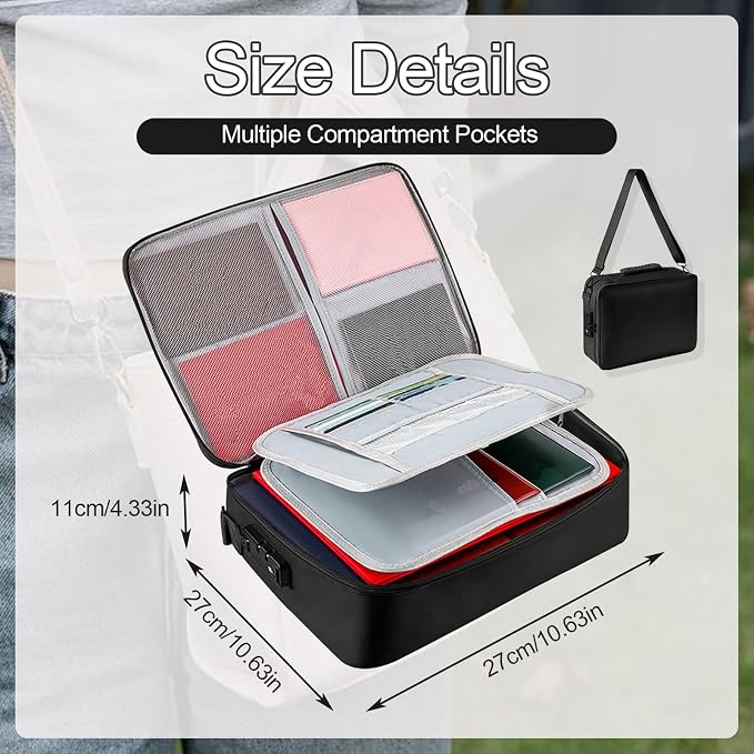 Xanadued Fireproof Document Bag with Lock, Fireproofs Photo Storage Box, Fire Proof Safe for Home Documents, Portable Home Travel Safe Storage Box for Important Files, Laptop