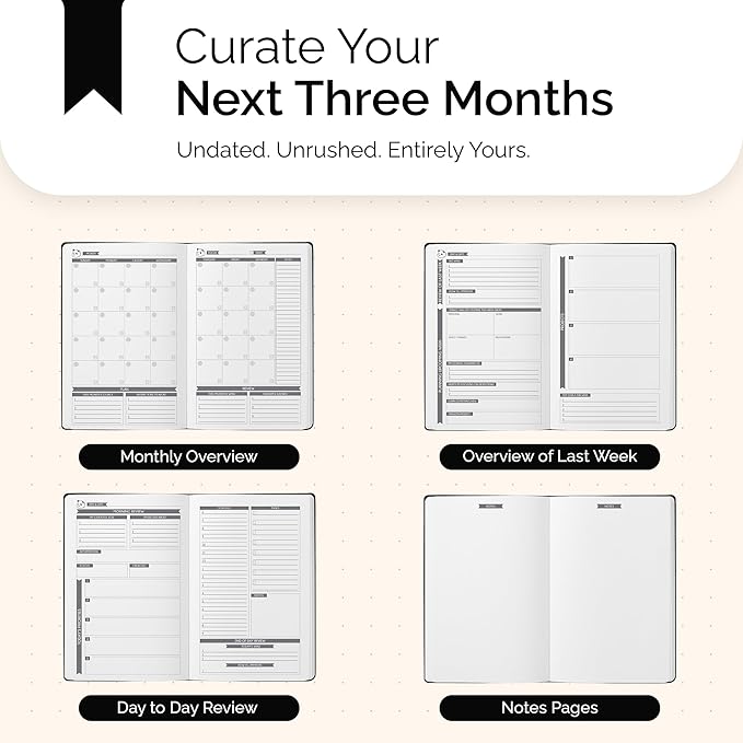Panda Planner Classic A5 Daily Planner 2026 - Undated Quarterly & Productivity Planner with Hourly Schedule, To Do List, Daily Journal, Goal Planner, Habit Tracker & Gratitude Organizer – Black