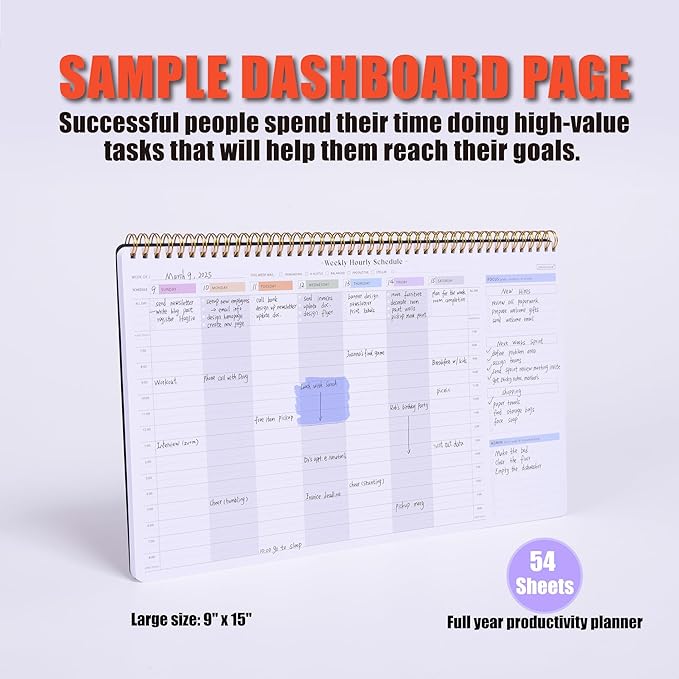 Undated Weekly Planner with Hourly Schedule - 54 Sheets Large Desk Appointment Book Is Great for Appointment-Based Jobs Like Real Estate, Personal Training, Photography, Students and Teachers