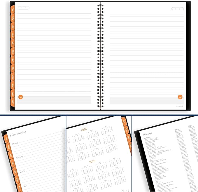 AT-A-GLANCE Planner 2025-2026 Academic, Weekly & Monthly, Hourly Appointment Book, 8-3/4" x 11", Large, Monthly Tabs, Flexible Cover, Plan.Write.Remember., Black (70595705)
