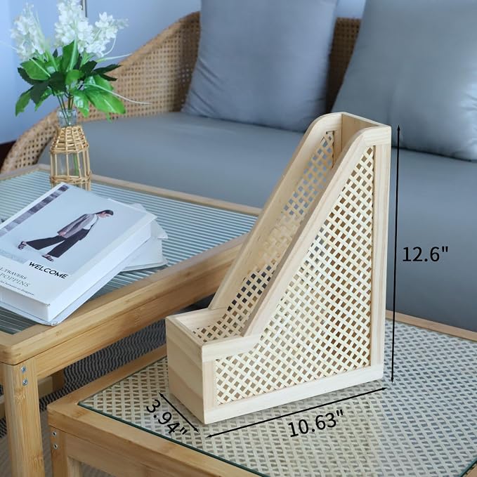 SHCMSADO Bamboo Decorative Bookends Wooden Creative Book Ends for Shelves Desktop Newspaper Magazine File Holder for Office/Home/School