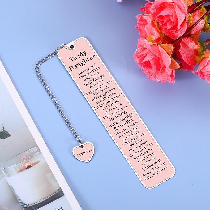 Daughter 5th 6th Graduation Gifts for Her to My Daughter Bookmark from Mom Dad 16th 18th Birthday Gift for Teen Girls Wedding Anniversary for Women Back to School Supplies