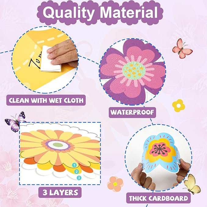 Qyeahkj April Showers Bring May Flowers Decorations Set Spring Theme Flower Bulletin Board Cutouts Colorful Paper Cut Outs for Easter Spring School Classroom Whiteboard Home Party Decor Supplies
