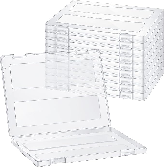 Outus 10 Pieces A4 File Box Paper Photo Storage Box A4 Portable Project Case Clear Plastic Document Magazine Organizer Box for Office School Supplies Accessories 12.52 x 9.5 x 0.95 Inch
