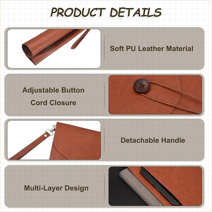 PATIKIL Leather Folder, 14x10 Leather Document Holder File Folder PU Pouch Bag Portfolio File Organizer Handbag Button Personal Envelope Waterproof for Traveling Men Gift, Green