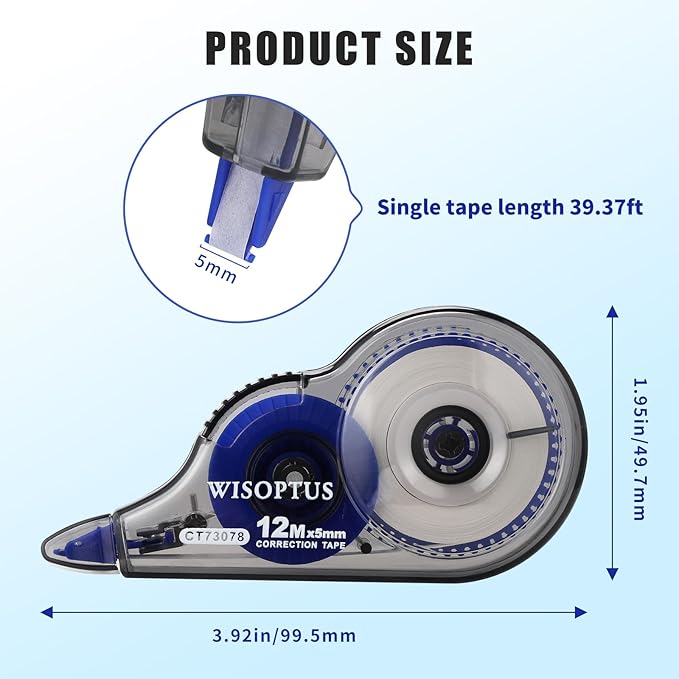32PCS White Correction Tape with Dispenser, 39.37ft Each, Fast Clean and Easy-to-Use Tear-Resistant Correction Tape Office School Supplies, Blue/Orange