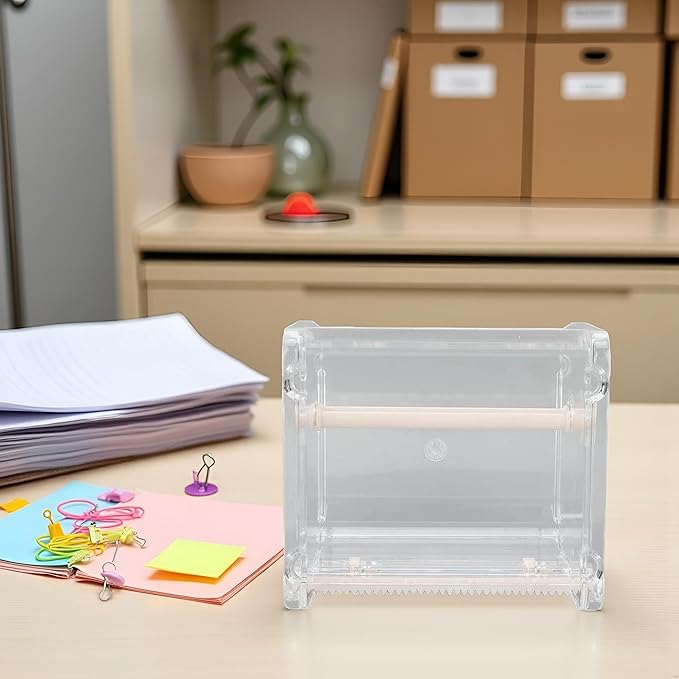 Transparent Visible Packaging Tape Dispenser Cutter Roll Tape Holder Organizer Desktop Office Tape Holder DIY Sticker Roll Tape Cutter Holder Storage Tape, Adhesives and Fasteners, Tape Dispensers