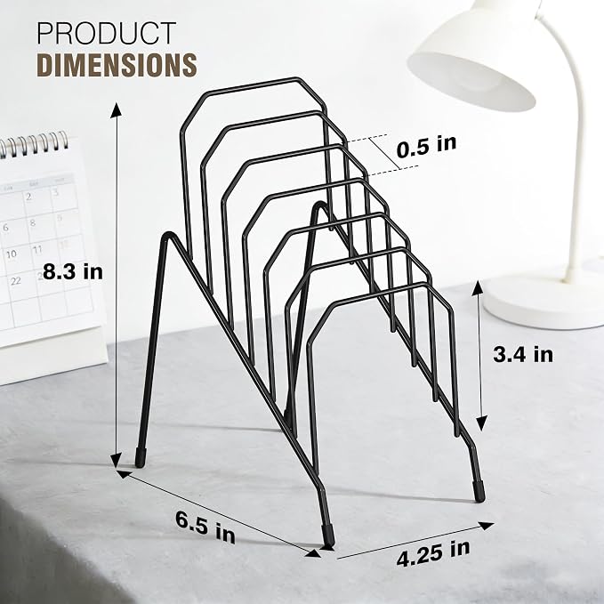 Gawerk Incline Desk Mail Organizer, Mail Sorter Letter Organizer Rack with 6-Section Vertical Compartments Rack for Letters, Postcards, Brochures, Mail Holder for Office, Home, School