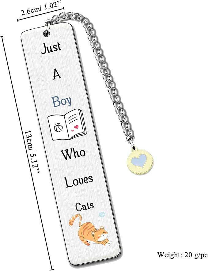Cat Bookmarks Cute Best Friend Man Teens Distance Accompany Just a Boy who Loves Cats Son Brother Nephew Grandson Godson Book Accessory Personalised Birthday Valentines Day Cats Lover Christmas Gifts