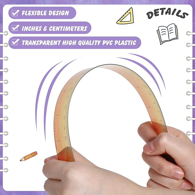 60 Pcs Plastic Clear Rulers 12 Inch, Transparent Assorted Color Ruler Bulk, with Imperial and Metric Scales for Home Office Supplies, Available in 6Colors(Oil Painting Colors)