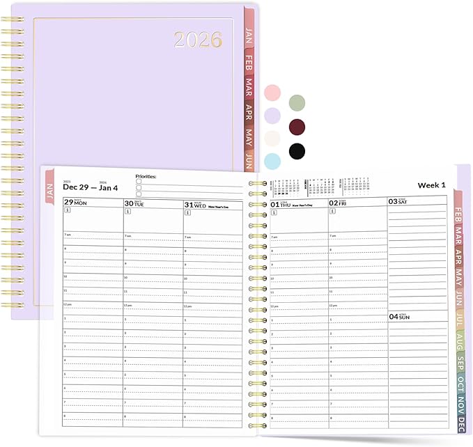 Appointment Book 2026 Planner, Forvencer Daily Weekly & Monthly Calendar Planner (Jan 2026-Dec 2026), 6" x 8", Hourly Agenda Book, 30 Minute Increments, Flexible Cover, Organizer Notebook, A5, Purple