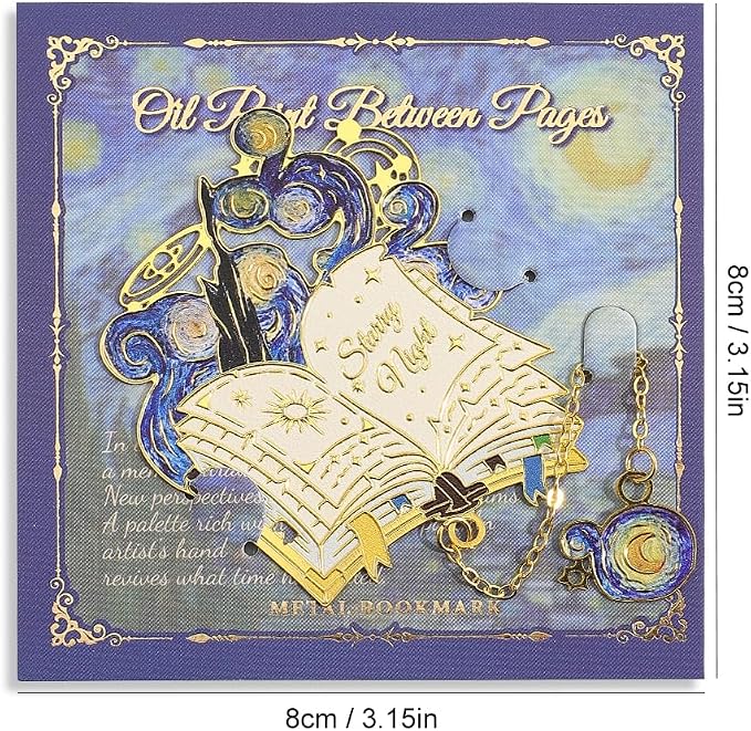 icceemee 4pcs Metal Oil Painting Theme Bookmarks with Bookmarks for Women, Writers, Readers Durable Book Markers Book Accessories Unique Gifts for Men, Women