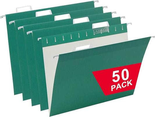 50 Packs Hanging File Folders,Purple Letter Size File Folders with 1/5 Adjustable Cut Tabs,Decorative,Drawer,Desk and Cabinet Use
