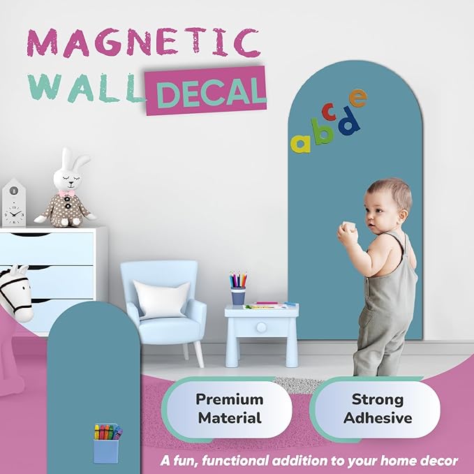 YOUNGJQ Magnetic Arch Wall Decal, Magnetic Chalkboard for Wall 39" x 18" Adhesive Backing Wallpaper for Playroom Home(Celadon)