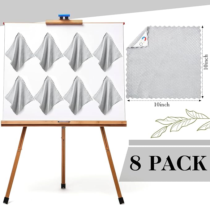 Fanfanwin 8 Pcs 10" x 10" Magnetic Cleaning Cloth Dry Erasers for White Boards Extra Strong Magnetism Microfiber Eraser for Blackboards Classroom Home Reusable Washable (Fish Scale Cloth)